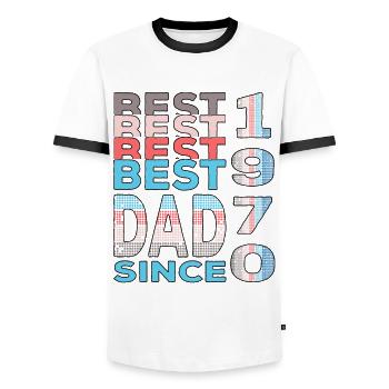Meilleur papa du monde depuis 1970 anniversaire de la fête des pères - T-shirt contrasté Homme - blanc/noir - Devant - AI Model Female 172 light (172cm) & AI Model Male 178 dark (178cm)
