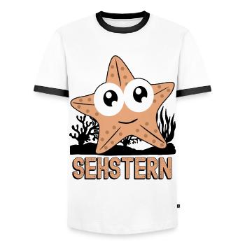 Seestern Sehstern Seesterne - Männer Kontrast-T-Shirt - Weiß/Schwarz - Vorne - AI Model Female 172 light (172cm) & AI Model Male 178 dark (178cm)
