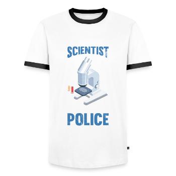 Forensiker Die Polizei Braucht Helden, - Männer Kontrast-T-Shirt - Weiß/Schwarz - Vorne - AI Model Female 172 light (172cm) & AI Model Male 178 dark (178cm)