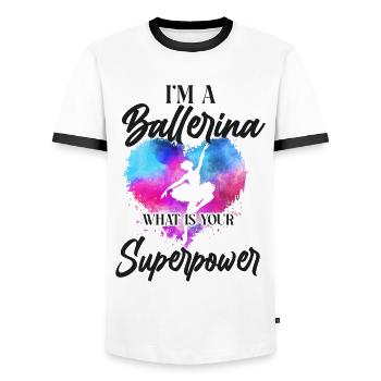 Ballet Dancer Dance Girl Ballerina - Men's Ringer Shirt - white/black - Front - AI Model Female 172 light (172cm) & AI Model Male 178 dark (178cm)