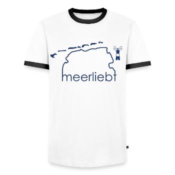 Meerliebt Ostfriesland Ostriesische Inseln - Männer Kontrast-T-Shirt - Weiß/Schwarz - Vorne - AI Model Female 172 light (172cm) & AI Model Male 178 dark (178cm)
