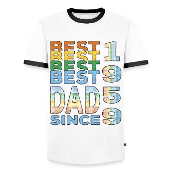 Best dad in the world since 1959 Father's Day - Men's Ringer Shirt - white/black - Front - AI Model Female 172 light (172cm) & AI Model Male 178 dark (178cm)
