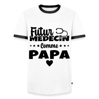 Futur Médecin Comme Papa Humour Docteur - T-shirt contrasté Homme - blanc/noir - Devant - AI Model Female 172 light (172cm) & AI Model Male 178 dark (178cm)