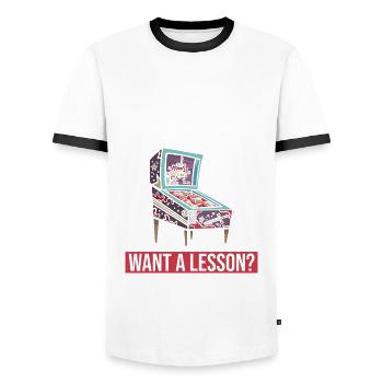 Flipper-arcade-spieldesign Für Flipperspieler - Men's Ringer Shirt - white/black - Front - AI Model Female 172 light (172cm) & AI Model Male 178 dark (178cm)