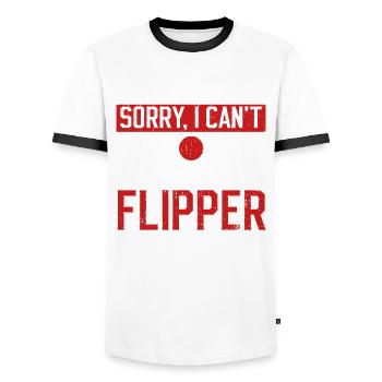 Spiel-flipping-maschinen-design Für - T-shirt contrasté Homme - blanc/noir - Devant - AI Model Female 172 light (172cm) & AI Model Male 178 dark (178cm)
