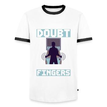 Spiel-flipping-maschinen-design Für - Men's Ringer Shirt - white/black - Front - AI Model Female 172 light (172cm) & AI Model Male 178 dark (178cm)