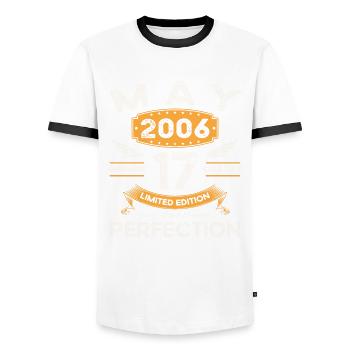 17th Birthday Man May Vintage 2006 Legendary - Men's Ringer Shirt - white/black - Front - AI Model Female 172 light (172cm) & AI Model Male 178 dark (178cm)