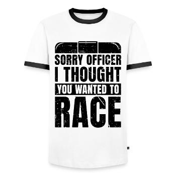 Désolé officier je pensais policier policiers - T-shirt contrasté Homme - blanc/noir - Devant - AI Model Female 172 light (172cm) & AI Model Male 178 dark (178cm)
