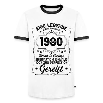 Vintage 1980 40th Birthday Forty Years Gift - Männer Kontrast-T-Shirt - Weiß/Schwarz - Vorne - AI Model Female 172 light (172cm) & AI Model Male 178 dark (178cm)