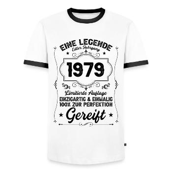 Vintage 1979 Vintage Retro Birthday Gift - Männer Kontrast-T-Shirt - Weiß/Schwarz - Vorne - AI Model Female 172 light (172cm) & AI Model Male 178 dark (178cm)