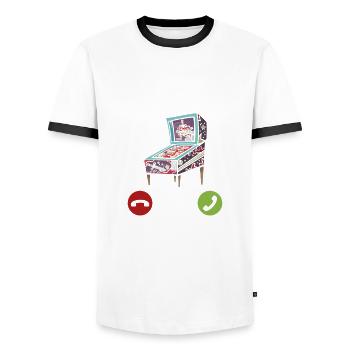 Retro-flipper-spiel-design Für Flipperspieler Und - Men's Ringer Shirt - white/black - Front - AI Model Female 172 light (172cm) & AI Model Male 178 dark (178cm)