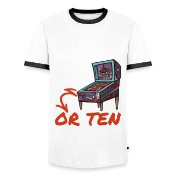 Flipper-design Für Flipperspieler - Männer Kontrast-T-Shirt - Weiß/Schwarz - Vorne - AI Model Female 172 light (172cm) & AI Model Male 178 dark (178cm)