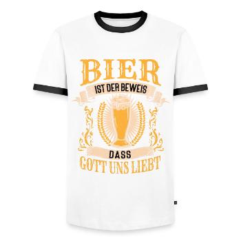 Bier Ist Der Beweis Dass Gott Uns Liebt - Männer Kontrast-T-Shirt - Weiß/Schwarz - Vorne - AI Model Female 172 light (172cm) & AI Model Male 178 dark (178cm)