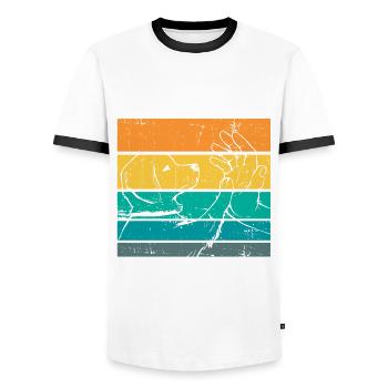 Hunde-agility-trainingsdesign Für - T-shirt contrasté Homme - blanc/noir - Devant - AI Model Female 172 light (172cm) & AI Model Male 178 dark (178cm)