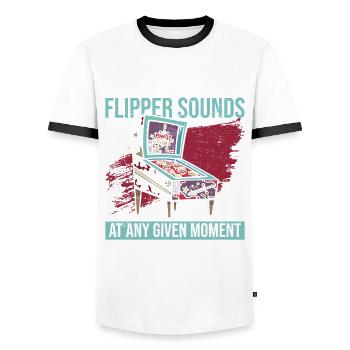 Flipper-sammler-design Für Flipperspieler - Men's Ringer Shirt - white/black - Front - AI Model Female 172 light (172cm) & AI Model Male 178 dark (178cm)