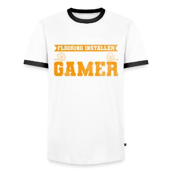 Design Von Bodenbelägen Für Fliesen- Und - T-shirt contrasté Homme - blanc/noir - Devant - AI Model Female 172 light (172cm) & AI Model Male 178 dark (178cm)