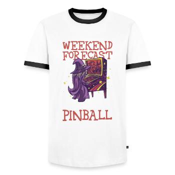 Klassisches Flipper-spiel-design Für - Men's Ringer Shirt - white/black - Front - AI Model Female 172 light (172cm) & AI Model Male 178 dark (178cm)