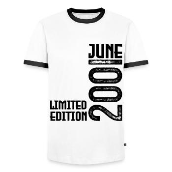 Cadeau juin 2001 anniversaire Juin 2001. juin 2001 - T-shirt contrasté Homme - blanc/noir - Devant - AI Model Female 172 light (172cm) & AI Model Male 178 dark (178cm)