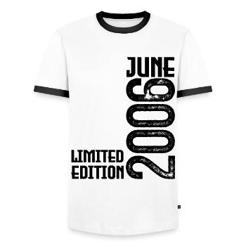 Gift June 2006 anniversary June 2006. June 2006 - Men's Ringer Shirt - white/black - Front - AI Model Female 172 light (172cm) & AI Model Male 178 dark (178cm)
