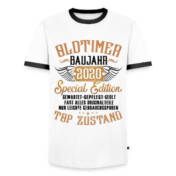 Oldtimer Special Edition Modell 2020 Geburtstag - Männer Kontrast-T-Shirt - Weiß/Schwarz - Vorne - AI Model Female 172 light (172cm) & AI Model Male 178 dark (178cm)