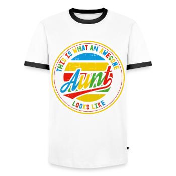 Meilleure tante rétro verni ancre cadeau - T-shirt contrasté Homme - blanc/noir - Devant - AI Model Female 172 light (172cm) & AI Model Male 178 dark (178cm)
