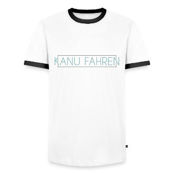 Kanu fahren Schriftzug - Männer Kontrast-T-Shirt - Weiß/Schwarz - Vorne - AI Model Female 172 light (172cm) & AI Model Male 178 dark (178cm)
