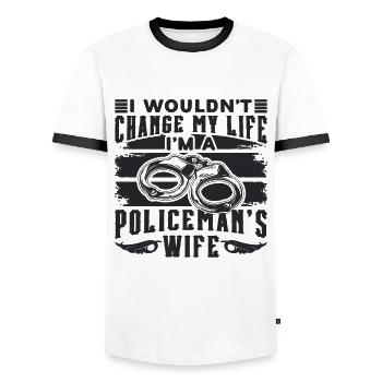 Ne changerait pas ma vie Policier Policiers - T-shirt contrasté Homme - blanc/noir - Devant - AI Model Female 172 light (172cm) & AI Model Male 178 dark (178cm)