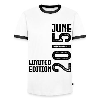 Cadeau juin 2015 anniversaire Juin 2015. juin 2015 - T-shirt contrasté Homme - blanc/noir - Devant - AI Model Female 172 light (172cm) & AI Model Male 178 dark (178cm)