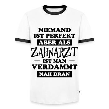 Zahnarzt Lustiger Spruch Job Zahnmedizin Geschenk - Männer Kontrast-T-Shirt - Weiß/Schwarz - Vorne - AI Model Female 172 light (172cm) & AI Model Male 178 dark (178cm)