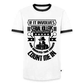 S’il s’agit de tueurs en série détectives de police - T-shirt contrasté Homme - blanc/noir - Devant - AI Model Female 172 light (172cm) & AI Model Male 178 dark (178cm)