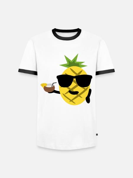 Urlaub Urlauber Ananas Strandurlaub - Männer Kontrast-T-Shirt - Weiß/Schwarz
