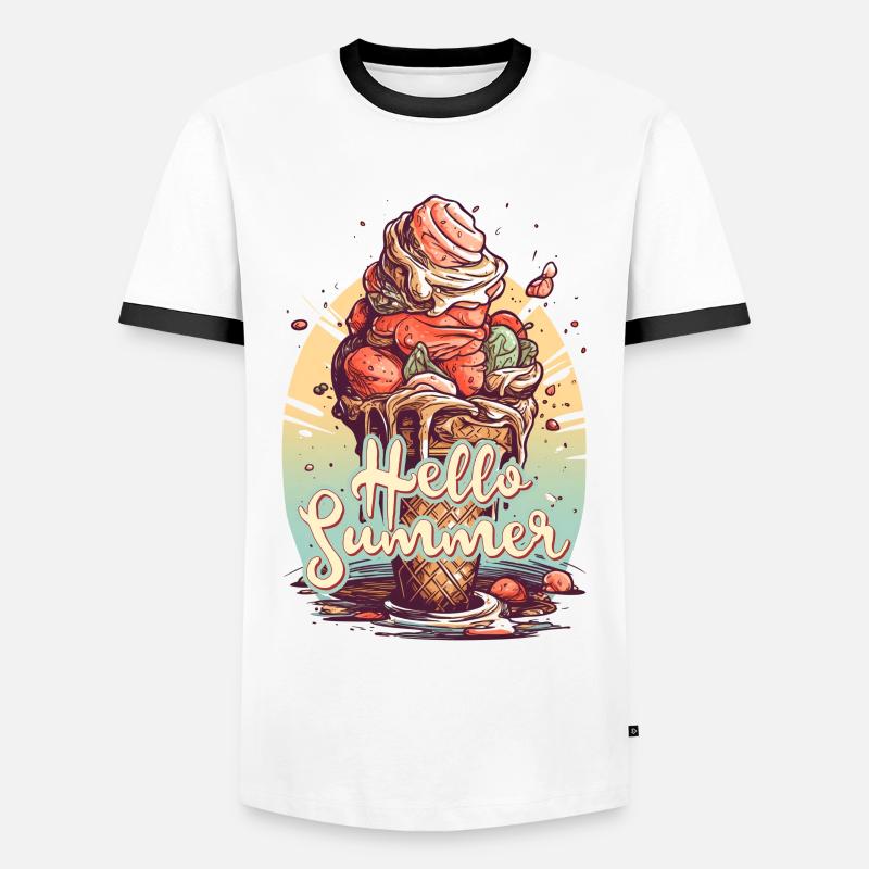 Hello Summer Eis Eiscreme Eisdiele - Männer Kontrast-T-Shirt - Weiß/Schwarz