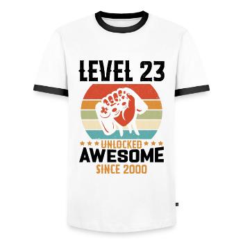 Niveau 23 complete 2000 Cadeau d'anniversaire - T-shirt contrasté Homme - blanc/noir - Devant - AI Model Female 172 light (172cm) & AI Model Male 178 dark (178cm)