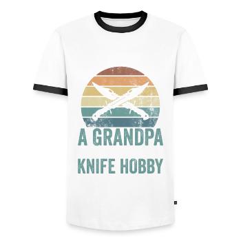 Messersammler-opa Und Messersammler-opa - Männer Kontrast-T-Shirt - Weiß/Schwarz - Vorne - AI Model Female 172 light (172cm) & AI Model Male 178 dark (178cm)
