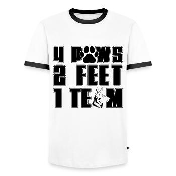 4 Paws 2 Feet 1 Team Canine German Shepherd Lover - Men's Ringer Shirt - white/black - Front - AI Model Female 172 light (172cm) & AI Model Male 178 dark (178cm)