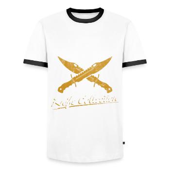 Messersammlung Jagdmesser Sammlermesser Sammeln - Männer Kontrast-T-Shirt - Weiß/Schwarz - Vorne - AI Model Female 172 light (172cm) & AI Model Male 178 dark (178cm)