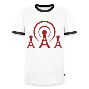 Amateurfunk-design Für Amateurfunker - Männer Kontrast-T-Shirt - Weiß/Schwarz - Vorne - AI Model Female 172 light (172cm) & AI Model Male 178 dark (178cm)