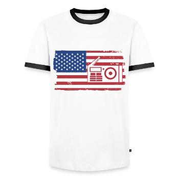 Amateurfunk-opa-design Für Lizenzierte - T-shirt contrasté Homme - blanc/noir - Devant - AI Model Female 172 light (172cm) & AI Model Male 178 dark (178cm)