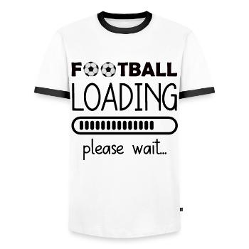 Football Loading please wait Football Sayings - Men's Ringer Shirt - white/black - Front - AI Model Female 172 light (172cm) & AI Model Male 178 dark (178cm)
