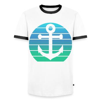 Nordsee Küste Nordseemensch Nordseeküste - Männer Kontrast-T-Shirt - Weiß/Schwarz - Vorne - AI Model Female 172 light (172cm) & AI Model Male 178 dark (178cm)