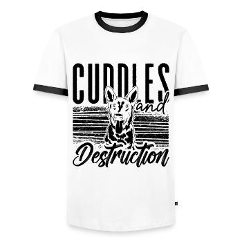 Cuddles & Destruction Police Dog Malinois Lover - Männer Kontrast-T-Shirt - Weiß/Schwarz - Vorne - AI Model Female 172 light (172cm) & AI Model Male 178 dark (178cm)
