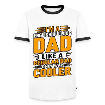 Je suis un père de Bulldogg anglais - T-shirt contrasté Homme - blanc/noir - Devant - AI Model Female 172 light (172cm) & AI Model Male 178 dark (178cm)