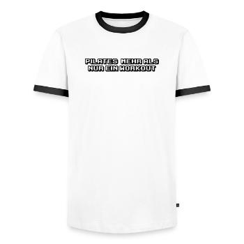 Pilates - Pilates: Mehr als nur ein Workout - Männer Kontrast-T-Shirt - Weiß/Schwarz - Vorne - AI Model Female 172 light (172cm) & AI Model Male 178 dark (178cm)