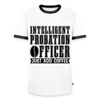 Intelligent Probation Officer Prison Guard Officer - Männer Kontrast-T-Shirt - Weiß/Schwarz - Vorne - AI Model Female 172 light (172cm) & AI Model Male 178 dark (178cm)