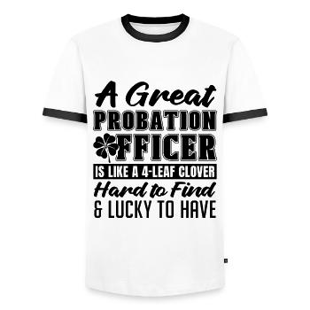 Un excellent agent de probation est un agent correctionnel - T-shirt contrasté Homme - blanc/noir - Devant - AI Model Female 172 light (172cm) & AI Model Male 178 dark (178cm)