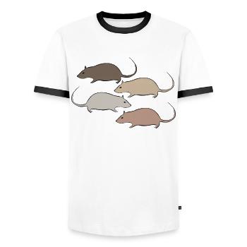 Mouse Rat Rats Mice - Men's Ringer Shirt - white/black - Front - AI Model Female 172 light (172cm) & AI Model Male 178 dark (178cm)