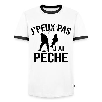 Je Peux Pas J'ai Pêche - T-shirt contrasté Homme - blanc/noir - Devant - AI Model Female 172 light (172cm) & AI Model Male 178 dark (178cm)