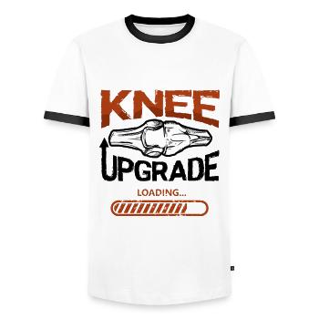 Knee Upgrade - Männer Kontrast-T-Shirt - Weiß/Schwarz - Vorne - AI Model Female 172 light (172cm) & AI Model Male 178 dark (178cm)