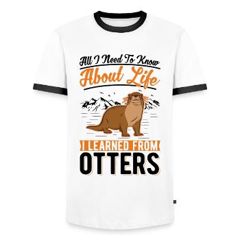 Otter Otter Sea Otter - Men's Ringer Shirt - white/black - Front - AI Model Female 172 light (172cm) & AI Model Male 178 dark (178cm)