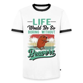 Beaver Gift Beaver Dam - Men's Ringer Shirt - white/black - Front - AI Model Female 172 light (172cm) & AI Model Male 178 dark (178cm)